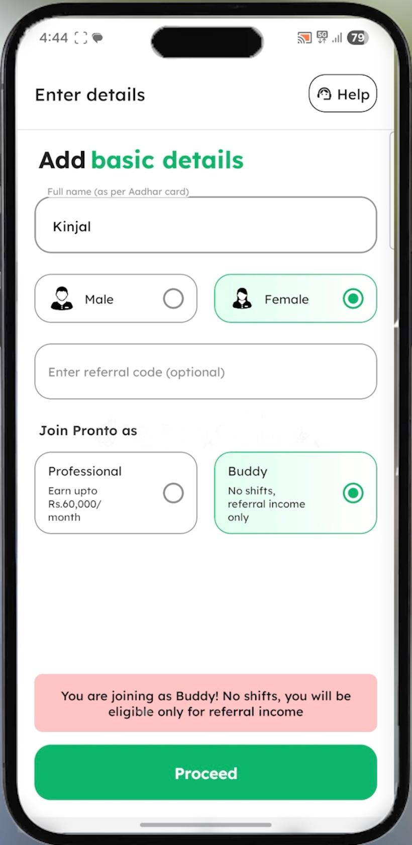 'Join as Buddy' सिलेक्ट करें