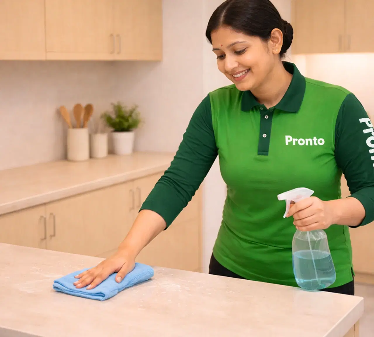 Pronto Pro wiping a kitchen counter
